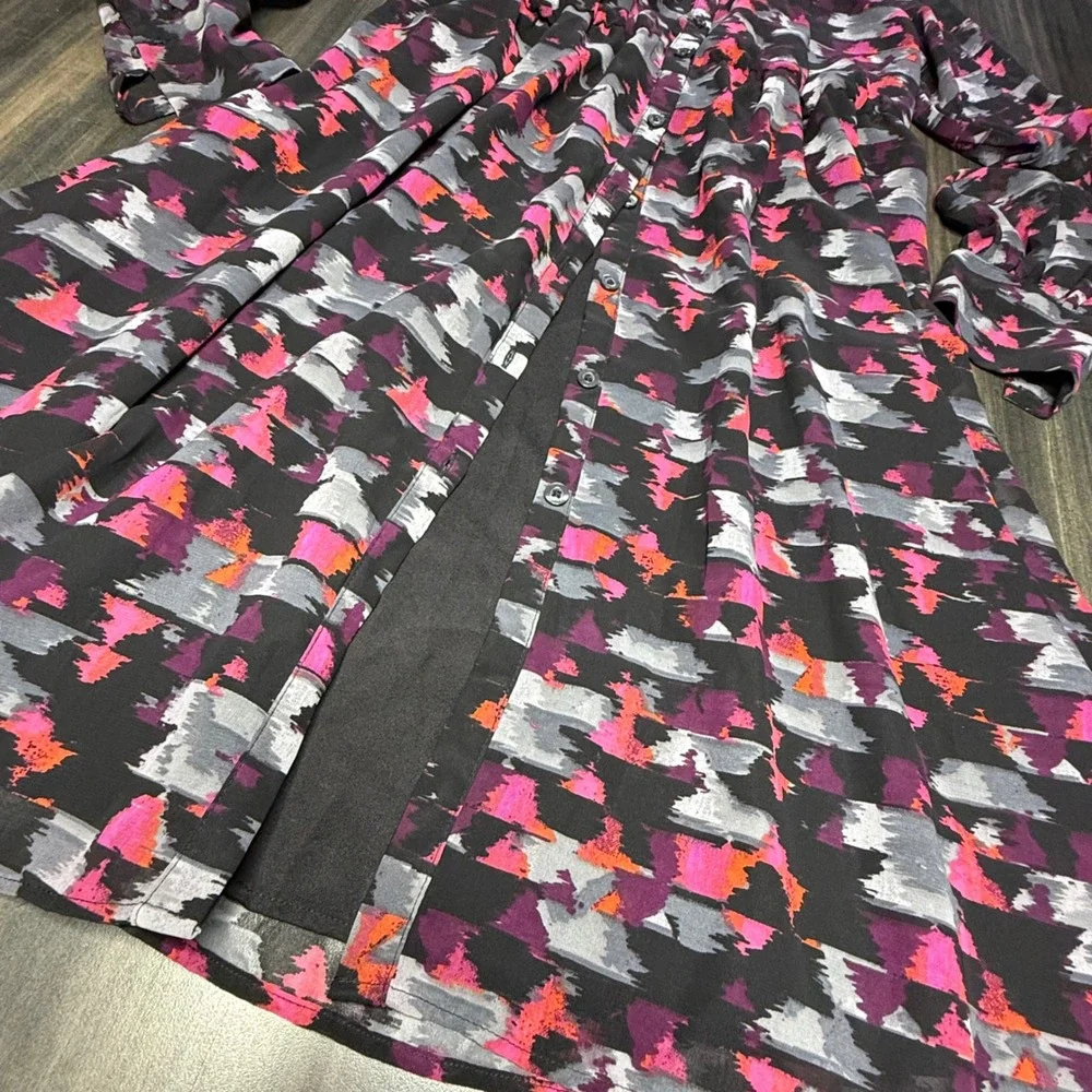 Kirna Zabete at Target XL Button Down Long Sleeve Abstract Print Dress - Picture 4 of 4